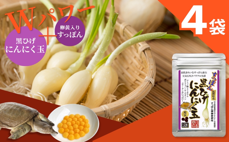 【レターパックライト配送】こつこつ真面目に作った すっぽん黒ひげにんにく玉 4袋セット：B350-023