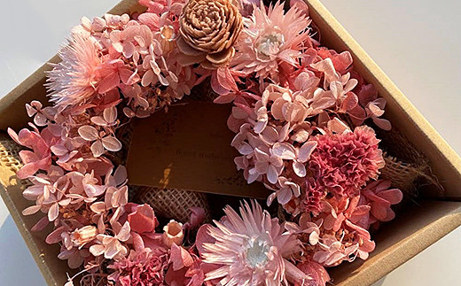 フラワーリース　ピンク：B180-040