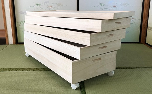 桐たんす 総桐着物収納4段キャスター付 KR-4CM：B690-002