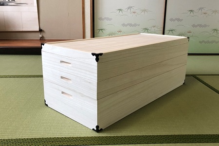 桐たんす 着物収納の定番 総桐衣装ケース3段：B650-005