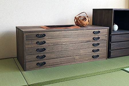 桐たんす 時代仕上げ総桐タンス 5段：C146-010