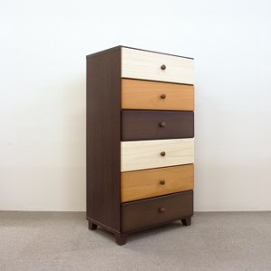 60チェスト6段マルーン2【諸富家具】：C106-020