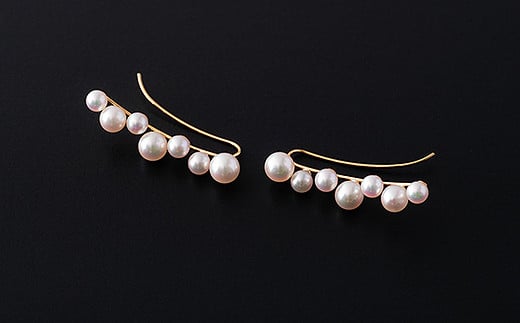 華やかラインアコヤ真珠イヤーカフピアス：C223-002