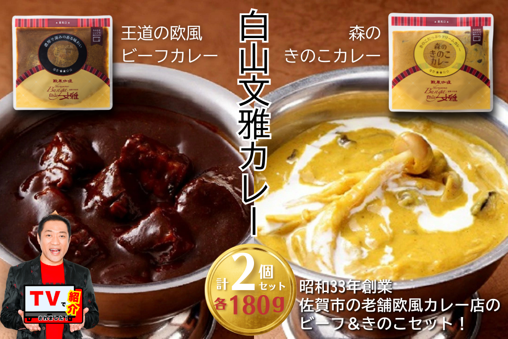 白山文雅カレー２種セット（ビーフ・きのこ）：B120-072