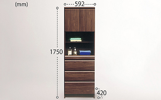 60幅サニタリー隙間収納（BR）【諸富家具】：C150-039