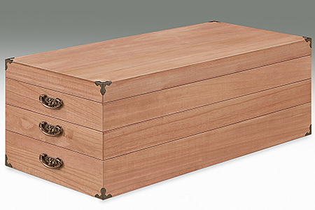 桐たんす 柿渋染め総桐着物収納ケース3段：B850-006