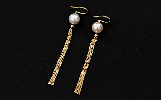 エレガントなアコヤ真珠フリンジピアス：C290-004