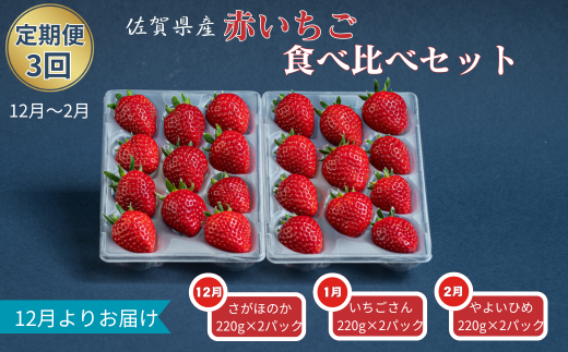 【定期便3回】赤いちご食べ比べ（12月〜2月発送）：B275-004