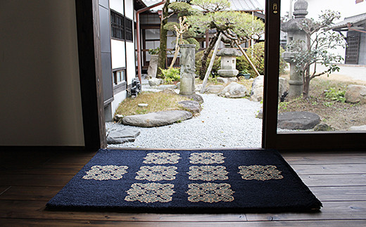 鍋島緞通【手織り】60×90cm 牡丹文花十字文様：C711-001