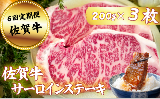 【定期便6回】佐賀牛サーロインステーキ 200g×3枚：C147-006