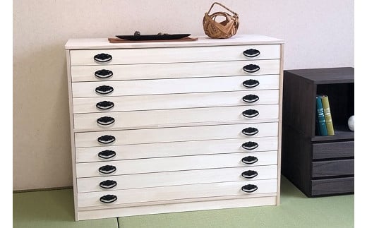 桐たんす 総桐着物チェスト浅10段 NKT-10：C205-003