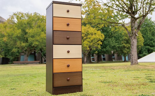 40スリムチェストマルーン2 六段【諸富家具】：B855-002