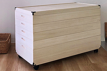 桐たんす 移動も楽々キャスター付きの着物収納 桐箱5段：B850-007