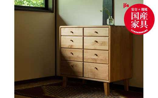 kumukumu80-4段リビングチェスト　クリア色【諸富家具】:C358-005