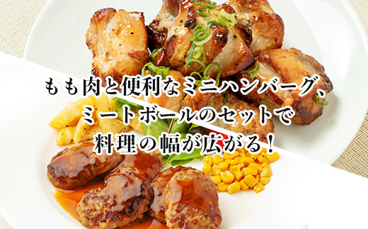 佐賀県唐津市産 華味鳥もも肉1kg×1P・ミニハンバーグ1kg・ミートボール1kg(合計3kg) 鶏肉 唐揚げ 親子丼 お弁当