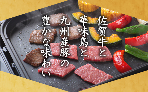 佐賀牛 華味鳥 九州産豚 BBQセット 3種 合計1.25kg アウトドア バーベキュー 牛肉 豚肉 鶏肉「2023年 令和5年」