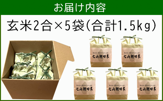 唐津産 七山 棚田米 コシヒカリ 玄米 2合(300g)×5袋セット 減農薬栽培 小分け袋 こしひかり ごはん コメ おにぎり