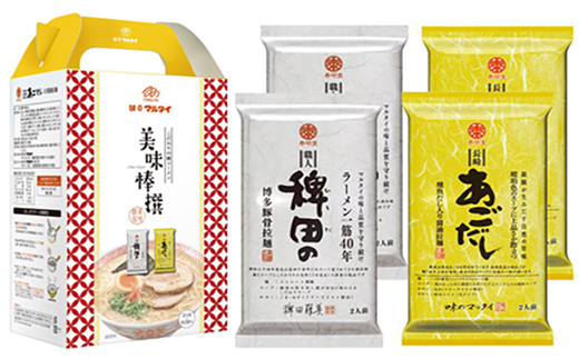 マルタイ 美味棒選×2セット「稗田の博多豚骨拉麺(2食入)」「棒状長崎あごだし入り醤油拉麺(2食入)」ラーメン