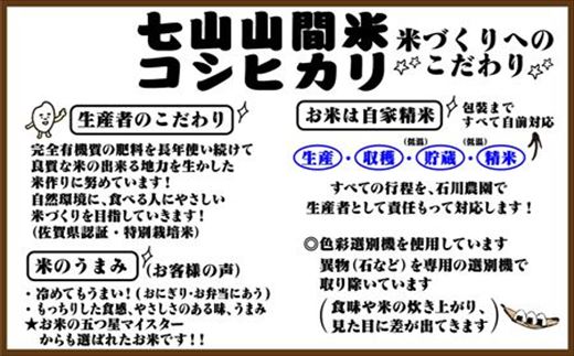 『先行予約』【令和6年産】山間米 コシヒカリ 1kg×6袋(合計6kg) 唐津 七山