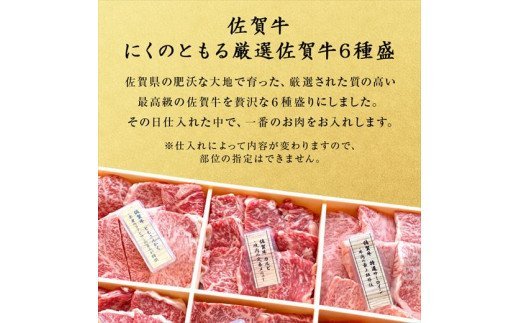 【8月中の発送】佐賀牛希少部位100g×6種類(合計600g) にくのともる厳選 焼肉用 A5～A4等級 食べ比べ ギフト キャンプ「2024年 令和6年」