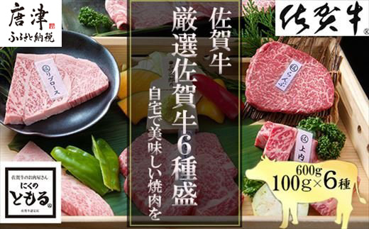 【10月中の発送】佐賀牛希少部位100g×6種類(合計600g) にくのともる厳選 焼肉用 A5～A4等級 食べ比べ ギフト キャンプ「2024年 令和6年」