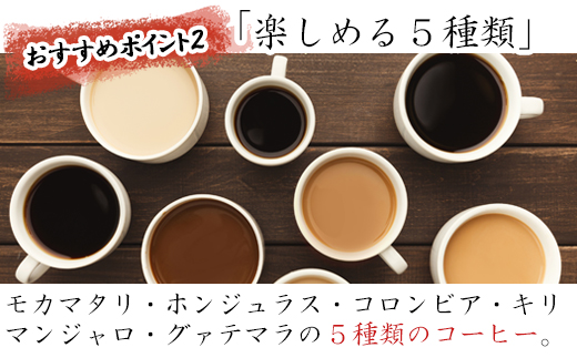 自家焙煎コ−ヒ−豆 5種類のコーヒ−セット(豆)