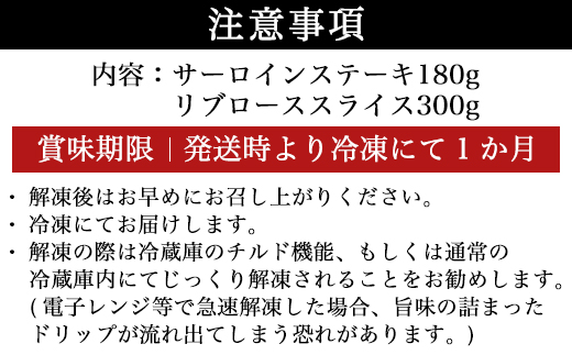 厳選佐賀牛 サーロインステーキ180g リブローススライス300g 2種(合計480g)セット「2024年 令和6年」