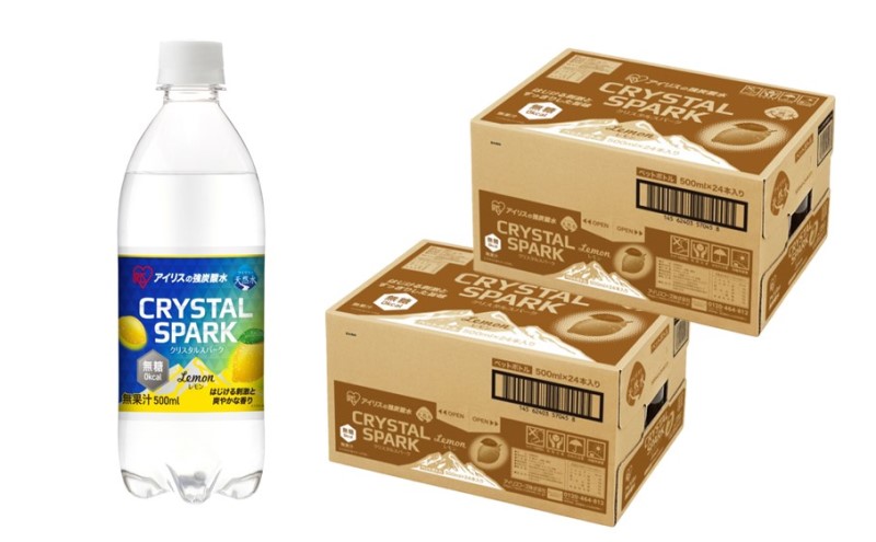 炭酸 CRYSTAL SPARK クリスタルスパーク 炭酸水 無糖 レモン 500ml×48本 飲料 ※配送不可：沖縄、離島