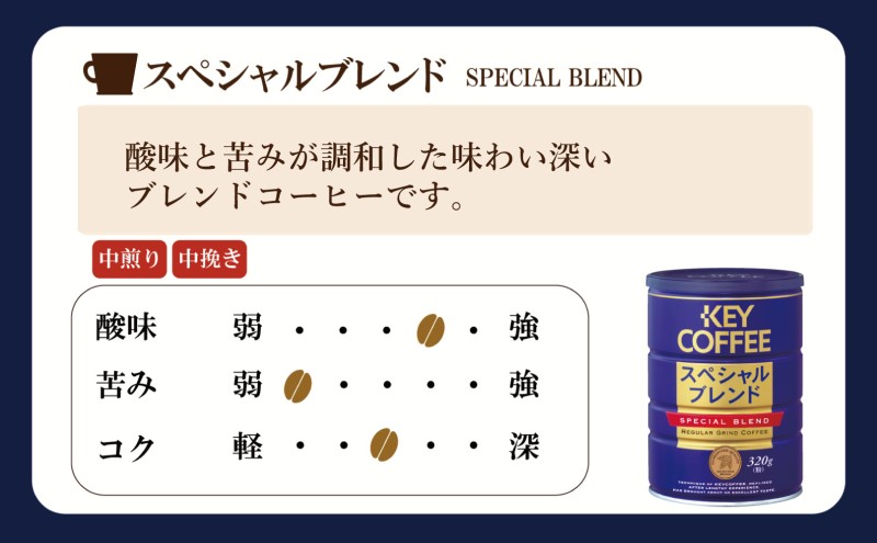 定期便 12回 キーコーヒー 缶 モカブレンド 320g＆ 缶 スペシャルブレンド 320g各6缶 セット KEY COFFEE
