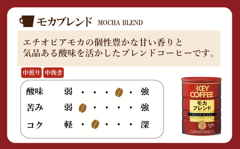 定期便 12回 キーコーヒー 缶 モカブレンド 320g＆ 缶 スペシャルブレンド 320g各6缶 セット KEY COFFEE