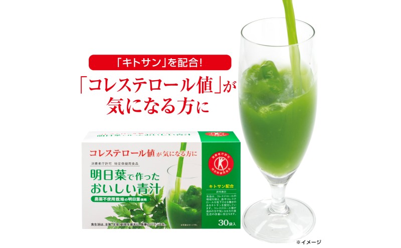 青汁 明日葉で作ったおいしい青汁 90g（3g×30袋）×2箱 特定保健用食品 コレステロール 野菜不足 抹茶風味 飲料 飲み物 セット