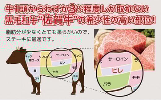 超希少！ 佐賀牛 ヒレステーキ 合計 450g 3枚 黒毛和牛 国産牛 ブランド牛 和牛 ヒレ肉 フィレ 赤身 肉 お肉 牛肉 ギフト 贈答 贈答用 人気 _e-23
