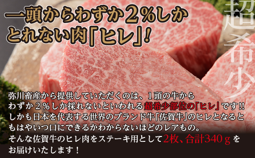 【定期便6回】佐賀牛 ヒレステーキ 340g×6回 偶数月発送 年6回 黒毛和牛 _g-11