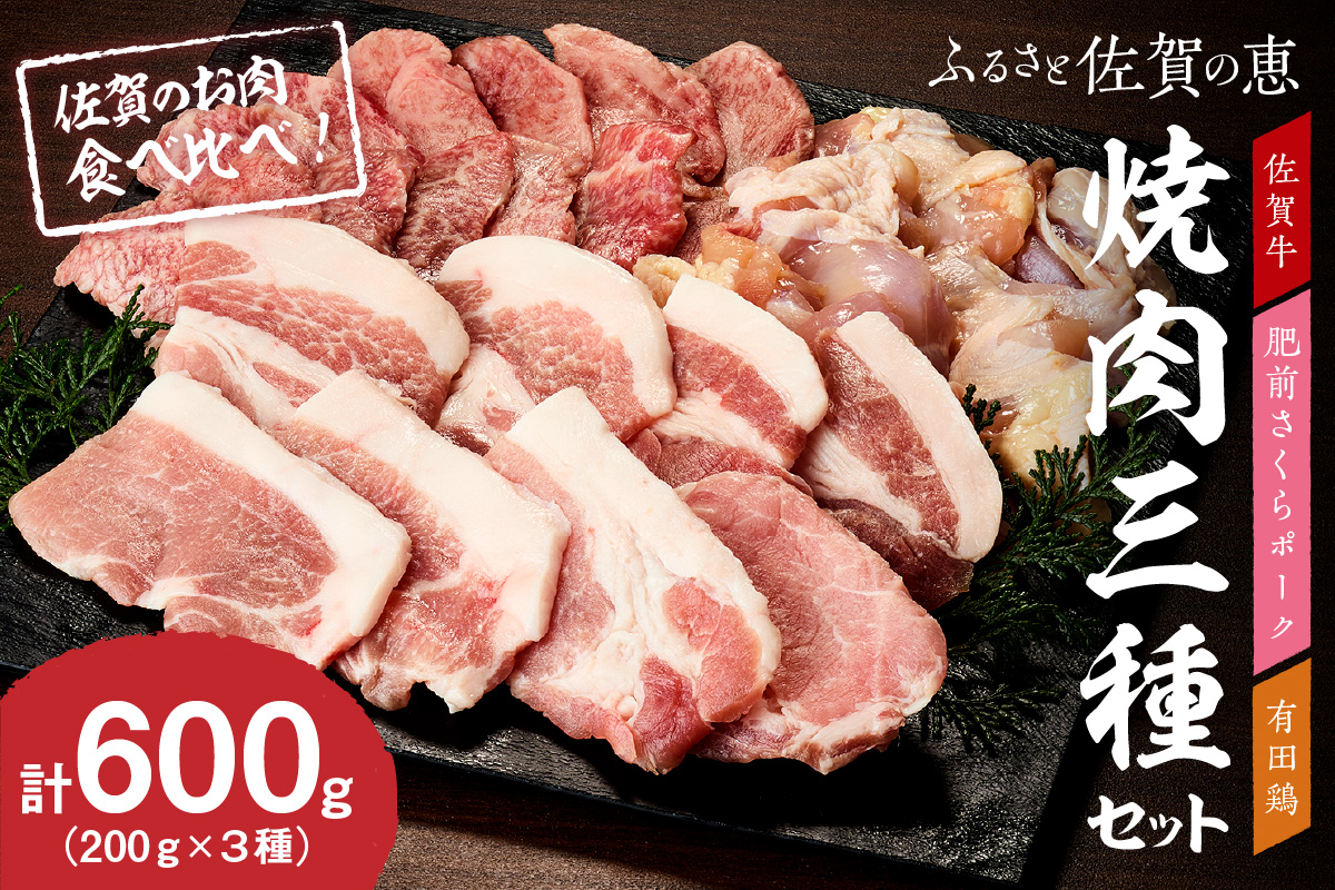 佐賀の恵み 三種焼肉セット（佐賀牛・有田鶏・肥前さくらポーク）×2セット 015-J1628