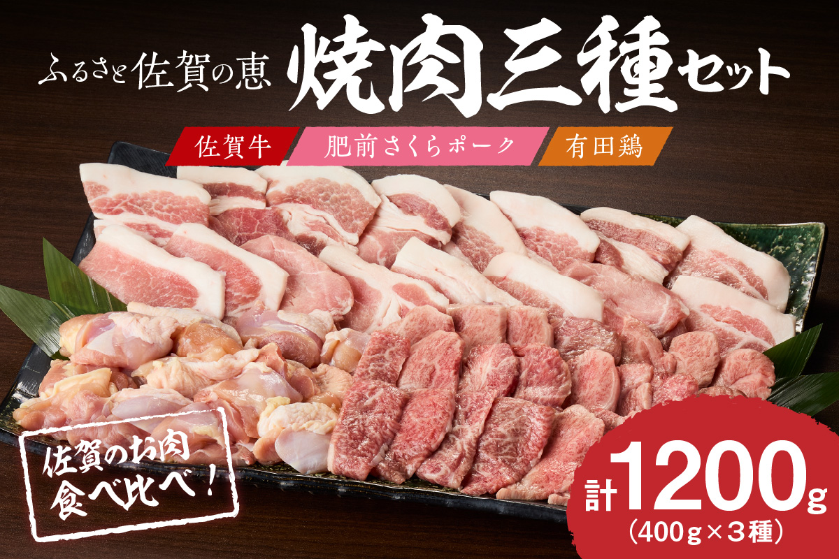 佐賀の恵み 三種焼肉セット（佐賀牛・有田鶏・肥前さくらポーク）×4セット 015-J1630