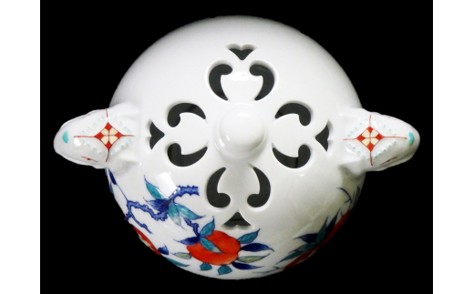 伊万里焼】市川冬山窯「色鍋島柘榴文台付香炉」 037-H754｜JALふるさと