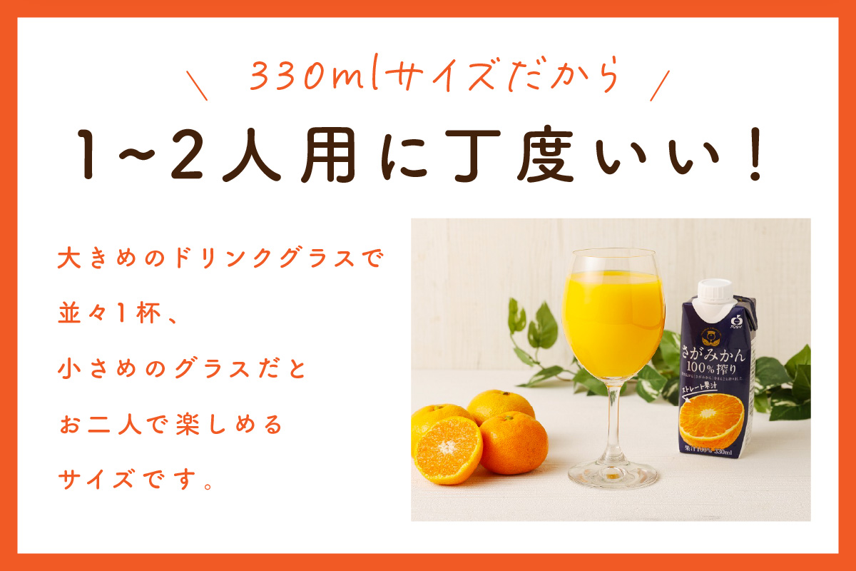 【佐賀県産温州みかん使用】 みかんジュース さがみかん100％搾り 330ml×12本入り 2箱セット A041