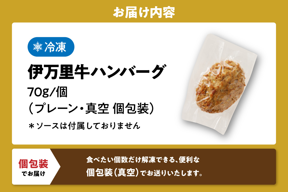 【伊万里牛100％使用】 伊万里牛 ハンバーグ 約70g×6個 計約420g 真空・個包装 183-J1116