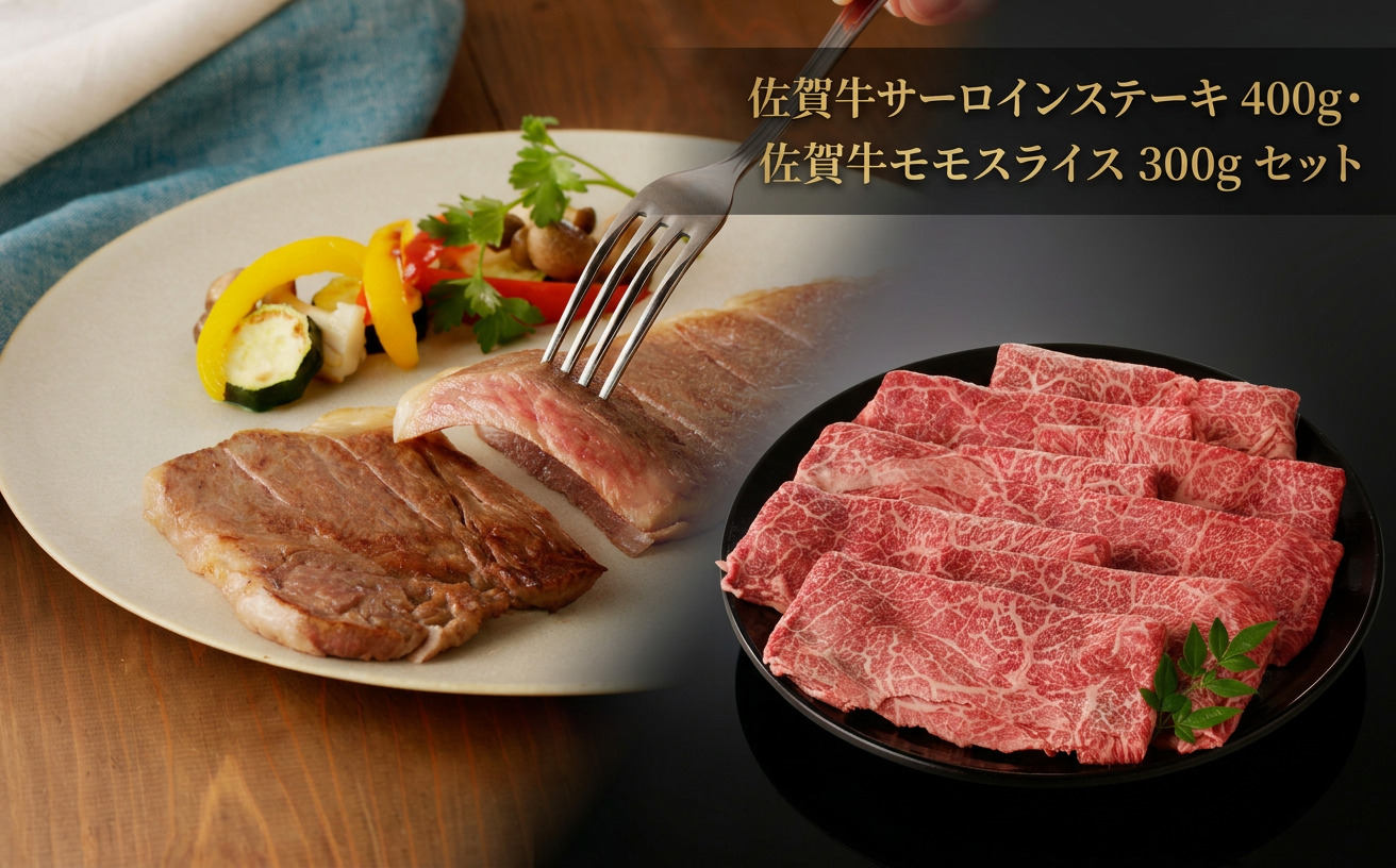 佐賀牛サーロインステーキ・佐賀牛モモスライスセット
