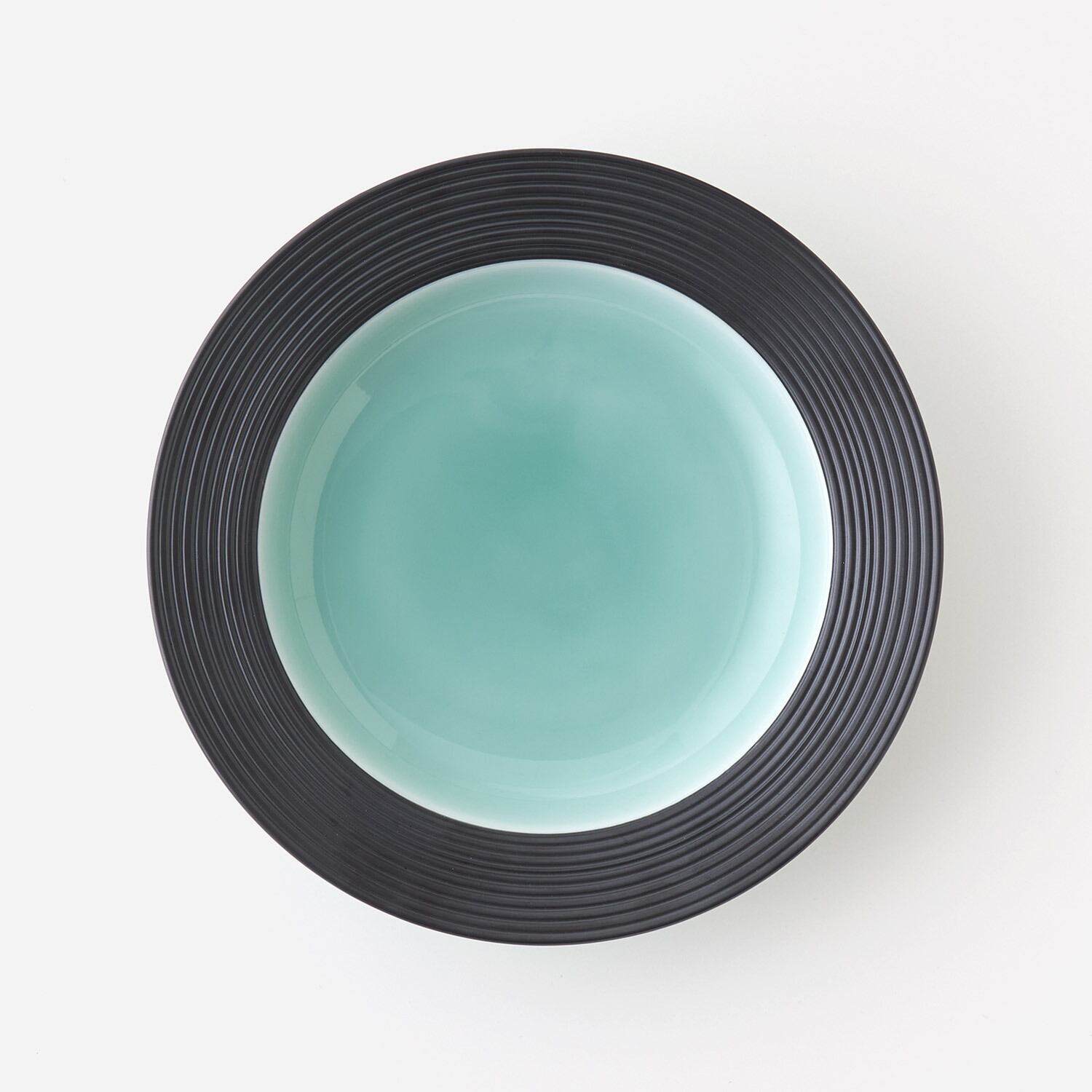 青磁黒彩リム皿　２枚セット H1176