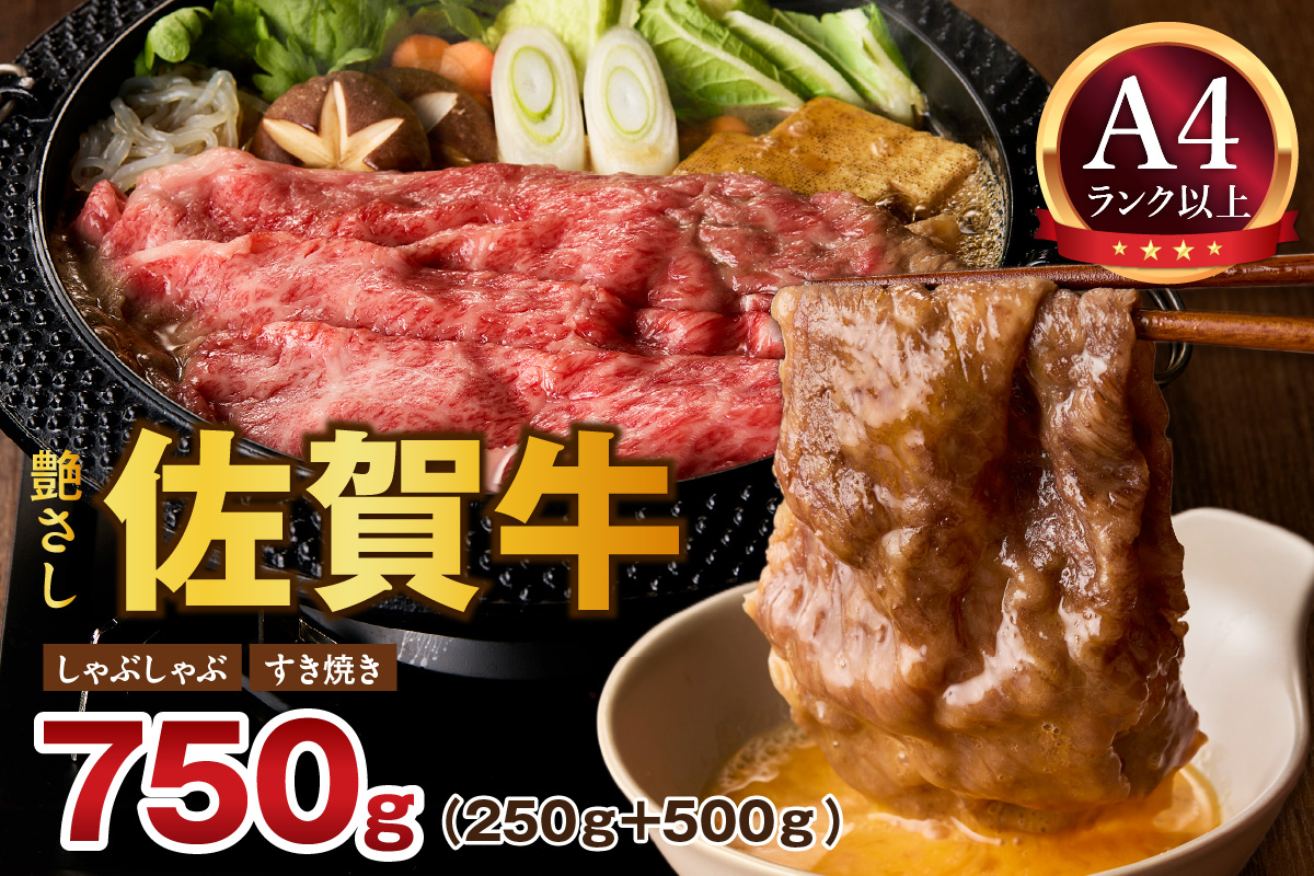 【 佐賀牛 750g 】佐賀牛 艶さし！ しゃぶしゃぶ すき焼き 750g（500g＋250g・各1P） 159-J1367
