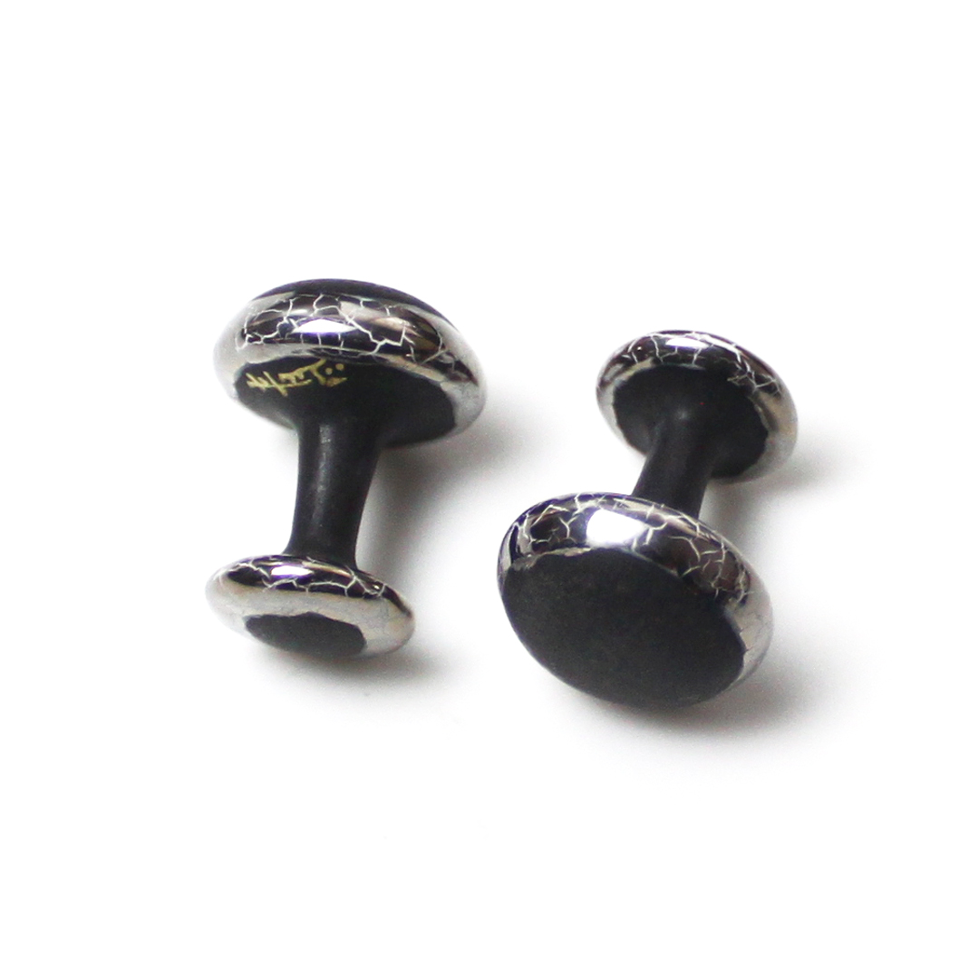 伊万里焼強化磁器カフスボタン（マット釉黒） 029-H1013