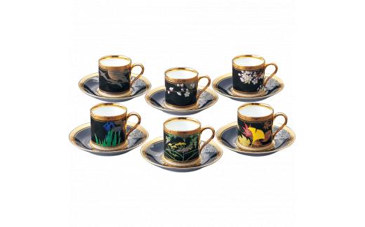 四季彩舞曲デミタス碗皿揃（6客）（絵変り） 058-H1040