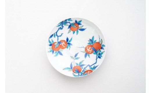 【伊万里焼】色鍋島柘榴文5寸高台皿 023-H804