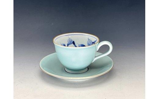 【伊万里焼】青磁 カメリア 珈琲椀皿 056-H777