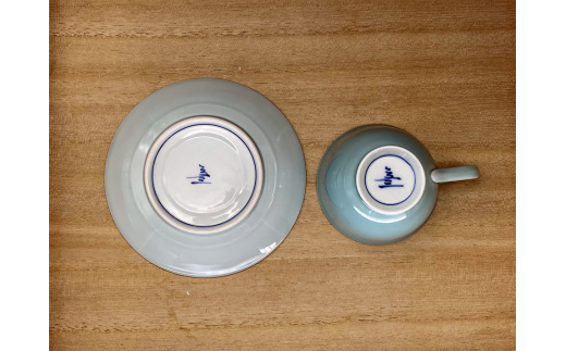 【伊万里焼】青磁 カメリア 珈琲椀皿 056-H777