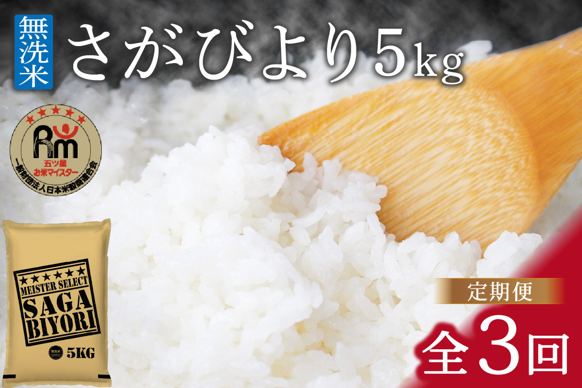 【11月から順次発送】 令和6年産 【定期便】《無洗米》さがびより ５kg×３回 B702