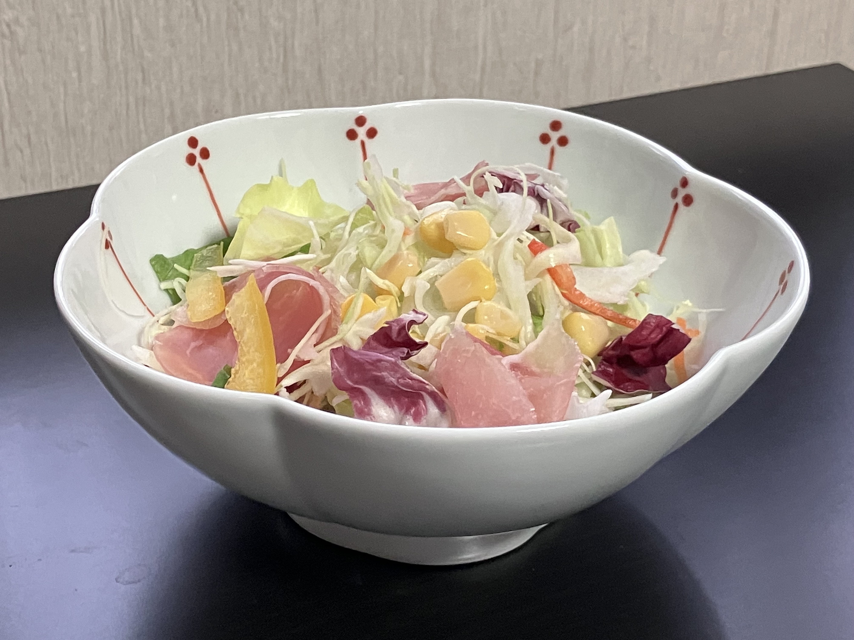 伊万里焼 小花十草（赤）桜鉢（小） 165-H1068