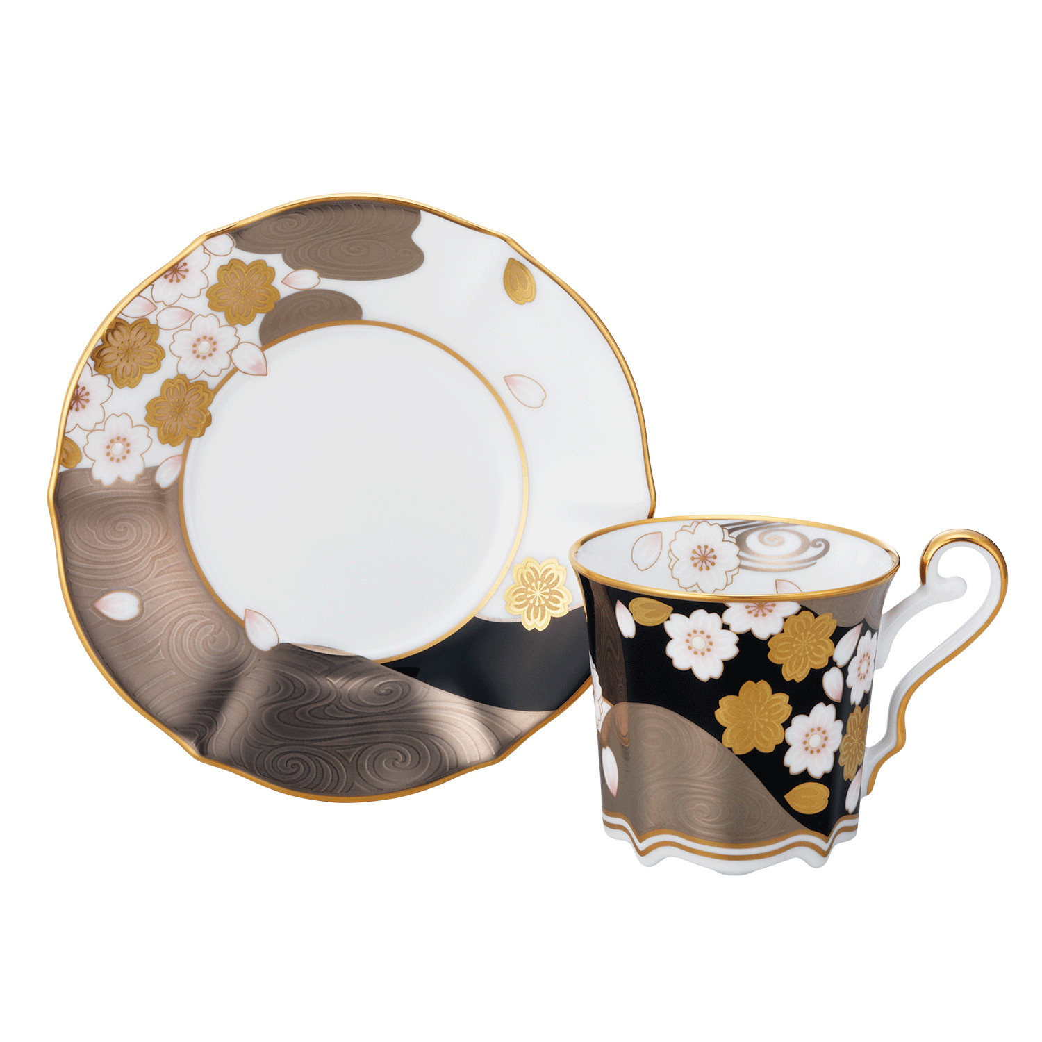 あやみなも コーヒーカップ＆ソーサー（夜桜金銀彩） 058-H1119