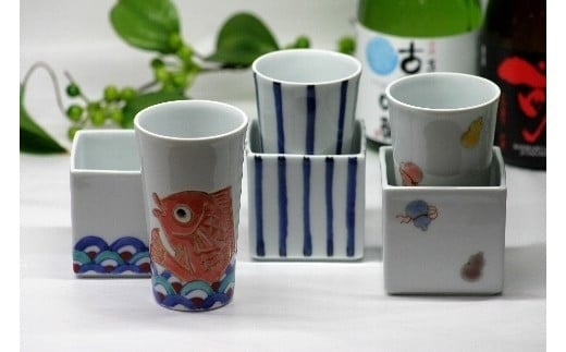 【伊万里焼】伊万里焼枡酒（グラス1個・枡1個） 032-H387